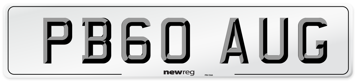 PB60 AUG Number Plate from New Reg